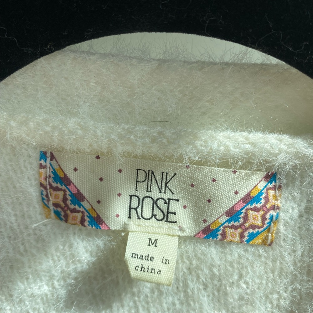 Pink Rose Aztec Pattern Fuzzy Sweater - Picture 5 of 8